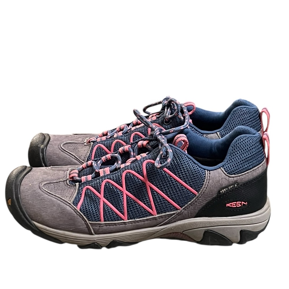 Keen women’s Verdi II blue gray pink waterproof lace up hiking outdoor shoes